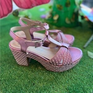 Eric Michael Pink Platform Woven Sandals - Women